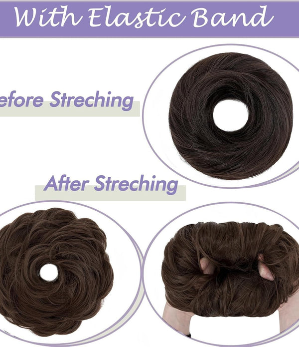 S-noilite Messy Bun Hair Scrunchie - Dark Brown Synthetic Hairpiece