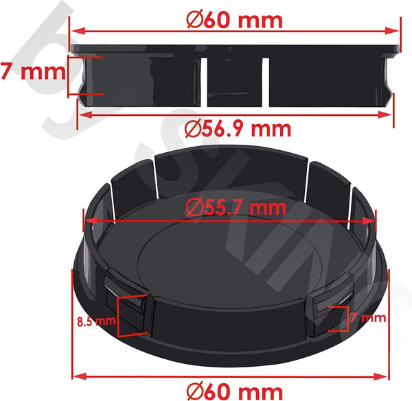 SkinoEu Universal Rims Hub Center Caps 4 x 60mm ABS Car Alloy Wheel Centre Auto