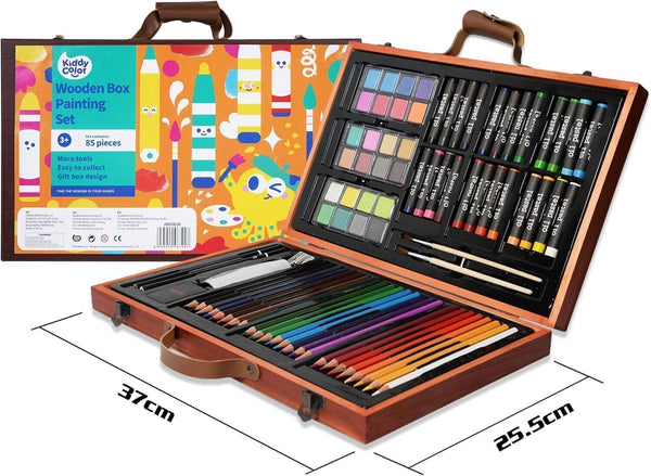 Wooden Art Set - (80 Piece) Deluxe Junior Art Creativity Set Box for Colouring,