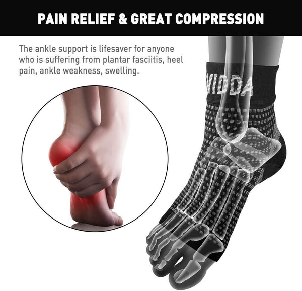 AVIDDA Plantar Fasciitis Compression Socks for Pain Relief, Black-1-S