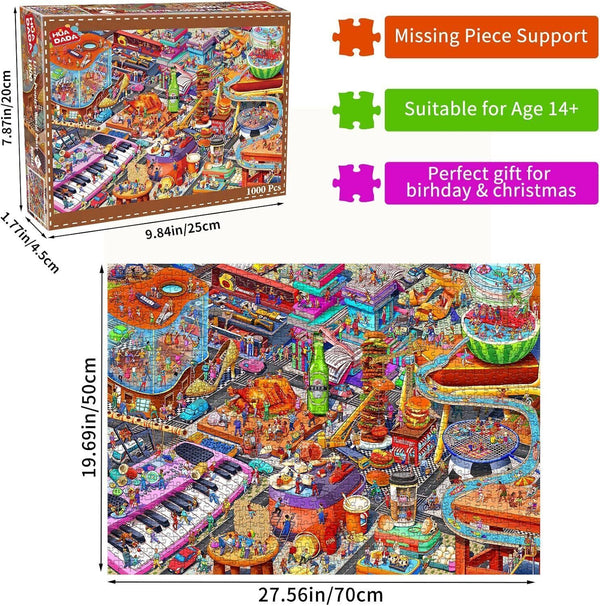 1000 Piece Jigsaw Puzzle, 'Little People's World Party', Family Puzzle Game