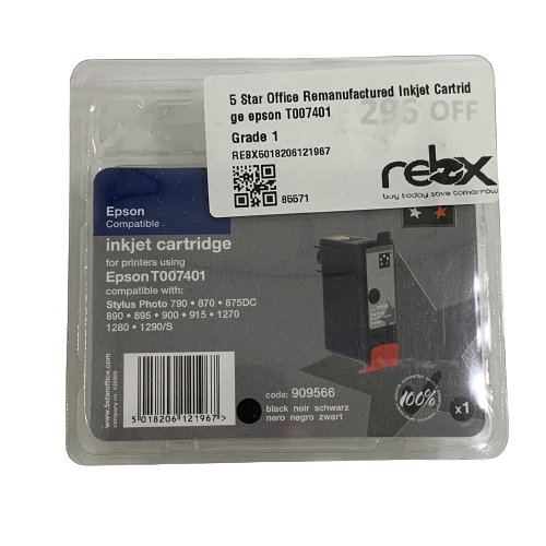 5 Star Office Remanufactured Inkjet Cartridge epson T007401, Epson Compatible BK