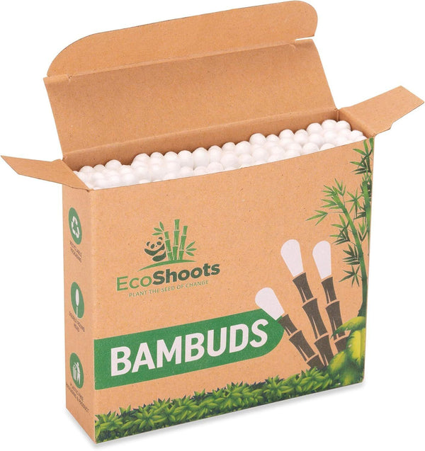 Bamboo Cotton Buds - 400 Organic Cotton Wool Buds Q Tips - Biodegradable