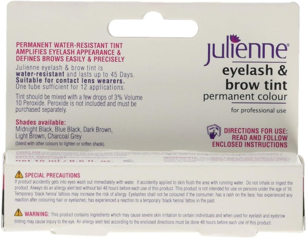 Julienne Eyelash & Eyebrow Permanent Midnight Black Tint 15ml