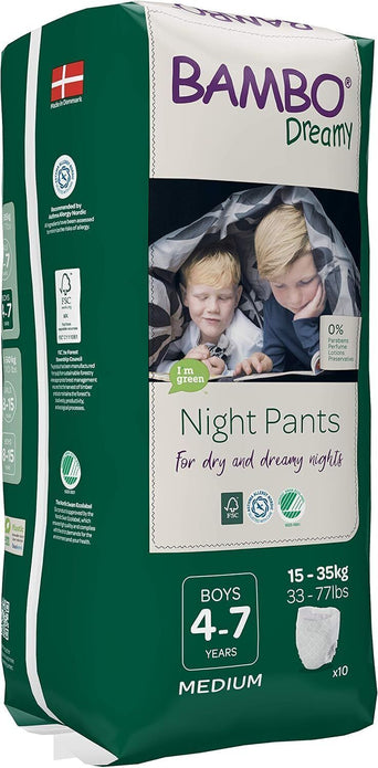 Bambo Nature Dreamy Boy Premium Night Pants - Size Large 35-50kg, 10 Pairs