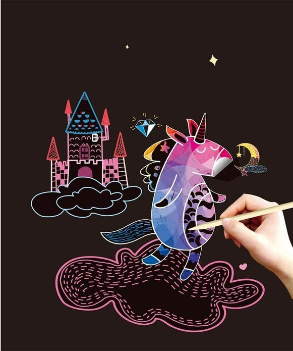 Avenir 3-in-1 Colouring Pad Scratch Book - Magical World Travel Art