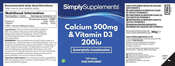 Calcium 500mg with Vitamin D3 Supports Strong Bones & Healthy Teeth 360 Tablets