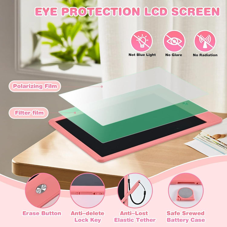 10 Inch Drawing Pad, LCD Drawing Tablet for Kids Travel Games - 2 Pack