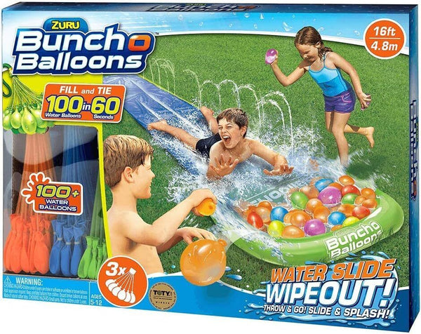 ZURU Water Slide Wipeout with 100 Quick-Fill Balloons - 16ft Slip and Slide