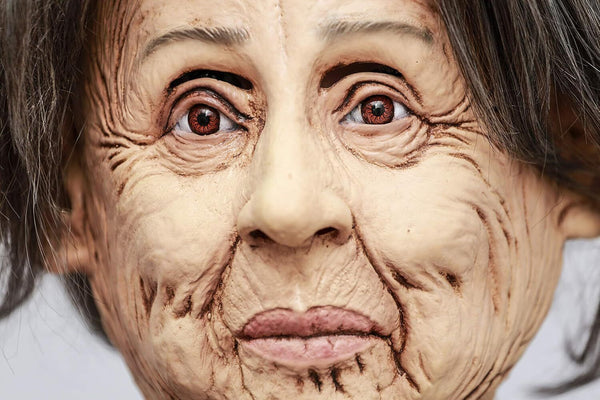 Old Woman Mask Latex Human Realistic Full Head Mask Fancy Dress  Costume Party