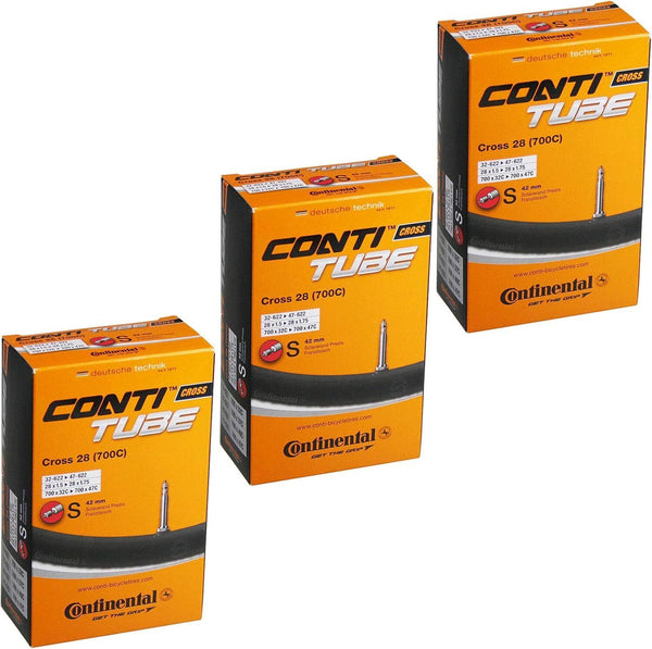 3 Pack Continental Cross 28 700 x 32-42c Bike Inner Tubes - Presta 42mm Valve