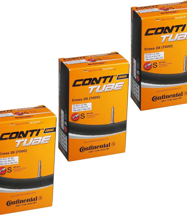 3 Pack Continental Cross 28 700 x 32-42c Bike Inner Tubes - Presta 42mm Valve