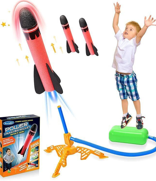 Power Launcher Rocket Toy with 3 Rockets for Kids Outdoor Fun