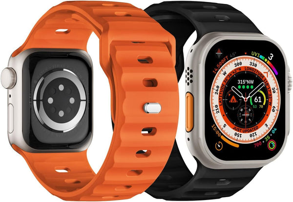 Suitisbest 2 Pack Sport Straps Compatible Apple Watch Ultra/Ultra - ORANGE/BLACK