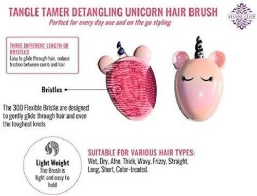 Allure Unicorn Detangle Hairbrush - Perfect Pink Tangle Tamer for Kids