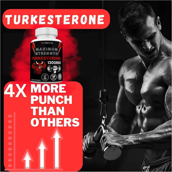 Turkesterone 1300mg 60 Pills Testosterone Booster Max Strength Potent   Vegan