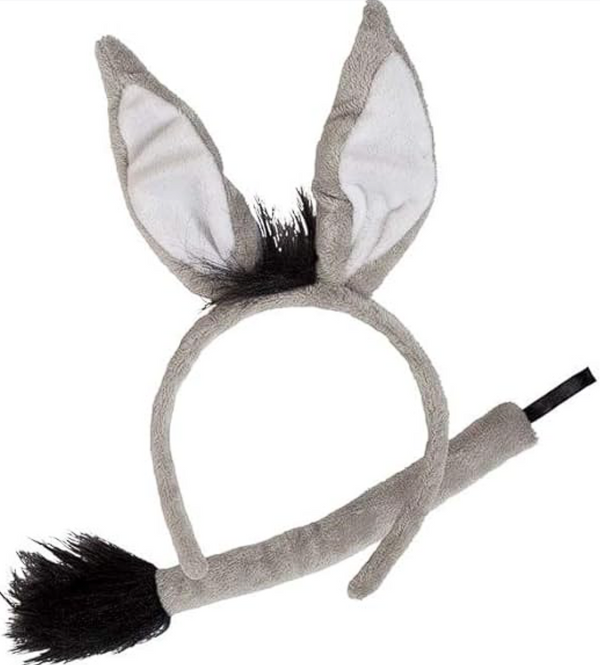 Wicked Costumes Animal Ears & Tail Set - Grey Donkey Fancy Dress Accessory