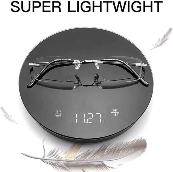 LianSan Titanium Rimless Reading Glasses 8085 +3.75 Silver Lightweight Fashion
