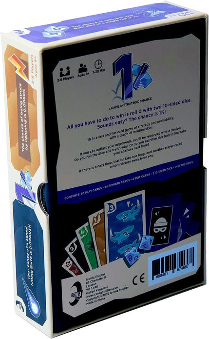 Iconiq Studios 1% - Strategic Chance Game, 2 Decks & Dice, All Ages