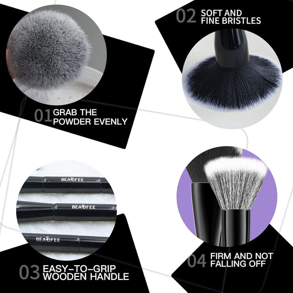 BEASOFEE 5-Piece Premium Double-Ended Makeup Brush Set  Black