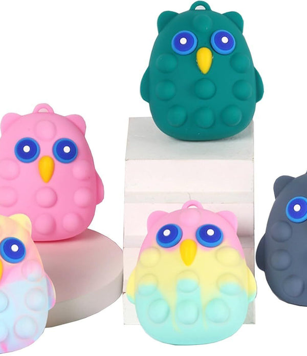 WSNDM 5PCS Rainbow Gradient Owl 3D Sensory Stress Balls, Silicone Fidget Toys