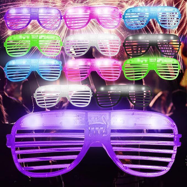 Party Flashing Shutter Shades Glasses - Neon 12pk LED Glow Glasses