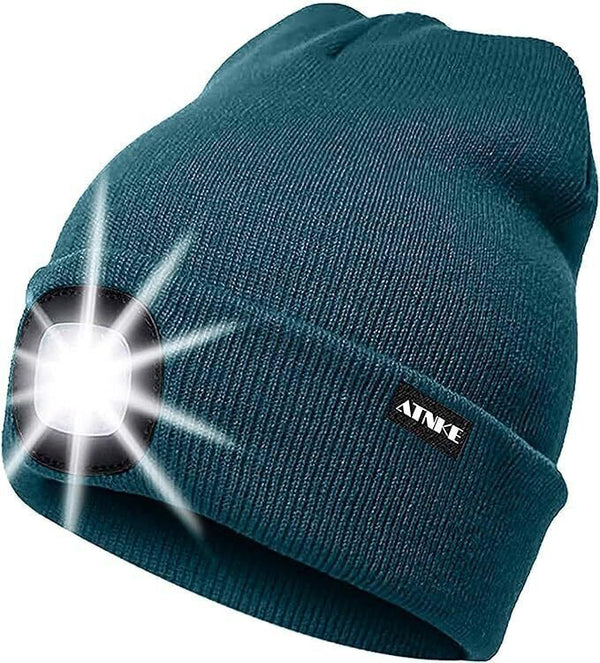 ATNKE 4LED Light Up Beanie Cap USB Rechargeable Running Hat Ultra Bright Green