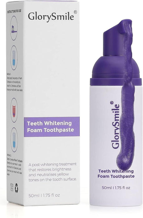 GlorySmile Purple Foam Toothpaste 50ml, Teeth Whitening & Bad Breath Defense