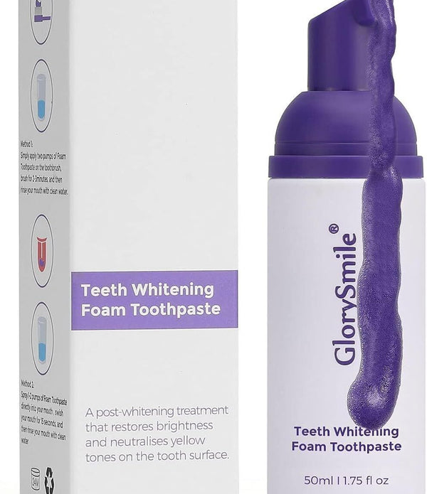 GlorySmile Purple Foam Toothpaste 50ml, Teeth Whitening & Bad Breath Defense