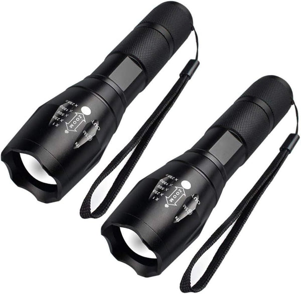 LED Torch 2000 Lumens, 5 Modes, Super Bright, Water-Resistant, 2 Pack