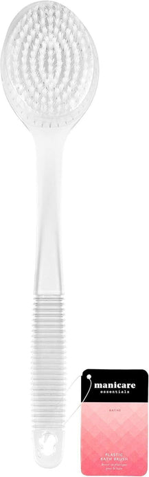 Manicare White Bath Brush - Long-Handled Exfoliating Shower