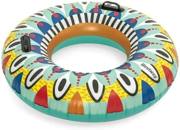 Flirty Fiesta Swim Tube, 42" Inflatable Ring with Handles, Beach and Pool Float