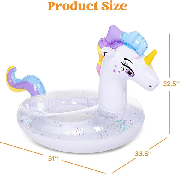 JOYIN Inflatable Unicorn Pool Float 129x85x82cm Glitter Kids Summer Fun Toy