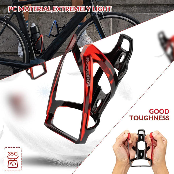 ROCKBROS Ultra-Light Bike Water Bottle Holder, Red & Black