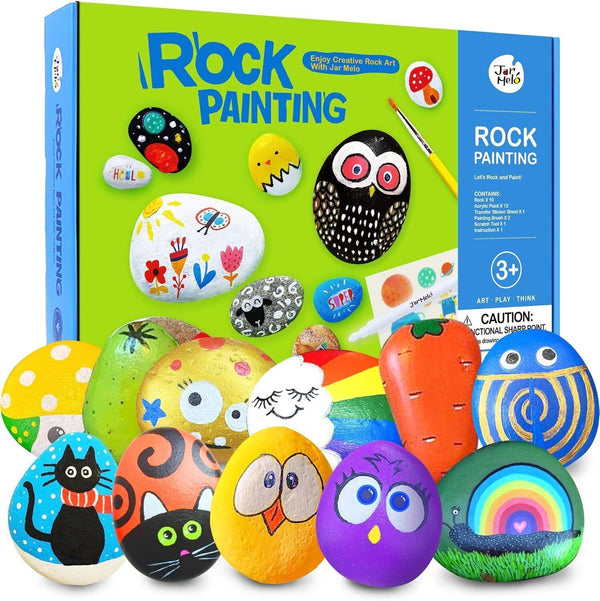 JARMELO Rock Painting Kit Non-Toxic Hide & Seek Art for Kids & Adults