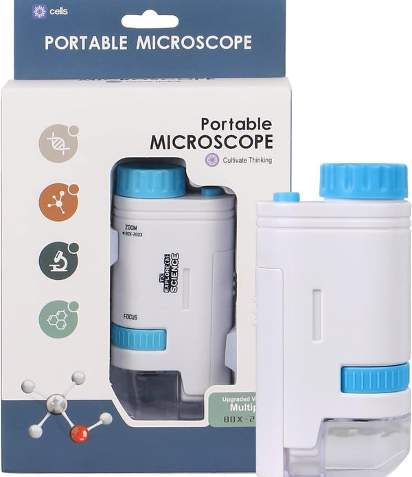 Aooba Portable Pocket Microscope - 200x Zoom, LED, Handheld - Blue