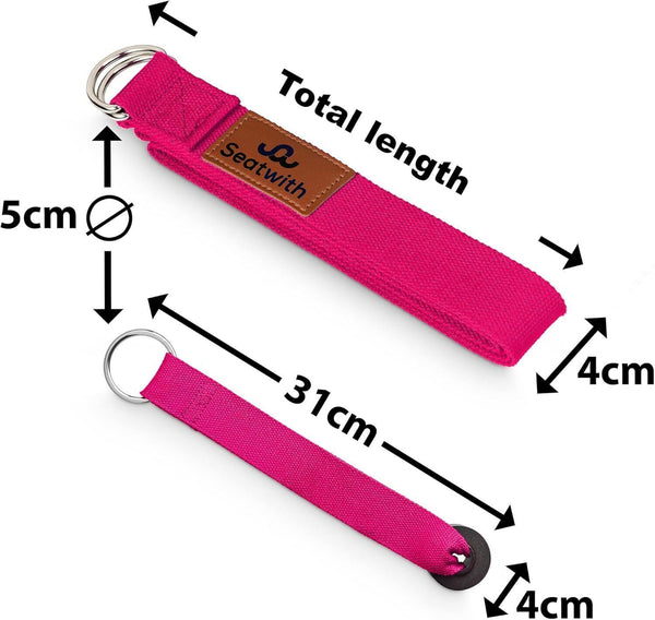 Seatwith Yoga Stretching Strap Pink, Includes Bag & Training Guide