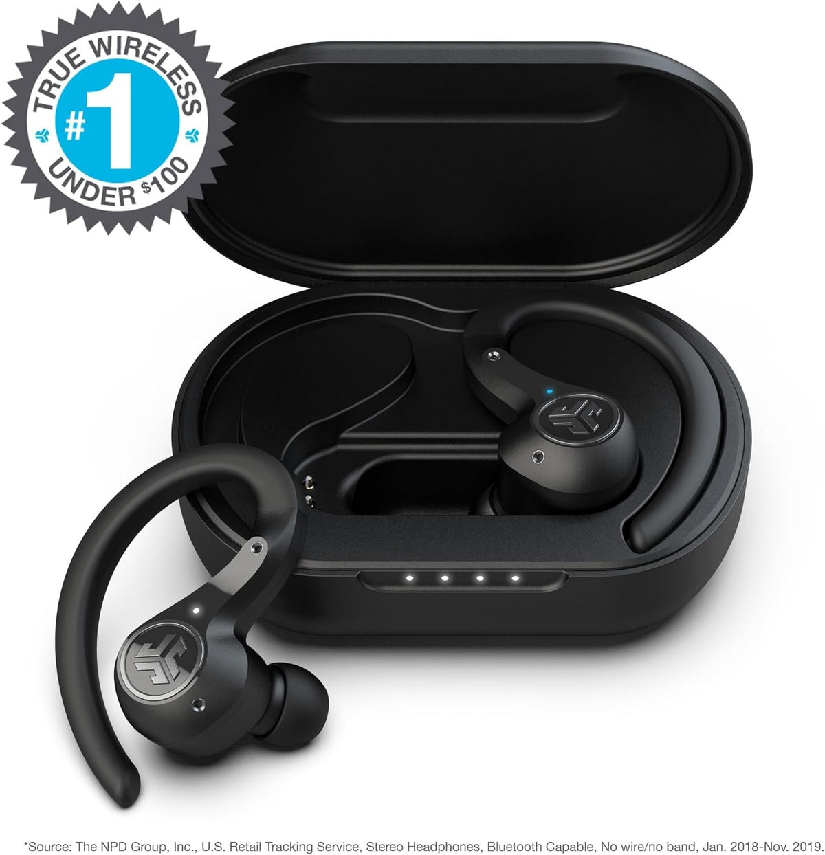 JLab Epic Air Sport ANC Active Noise Cancelling Earbuds, Wireless - Black