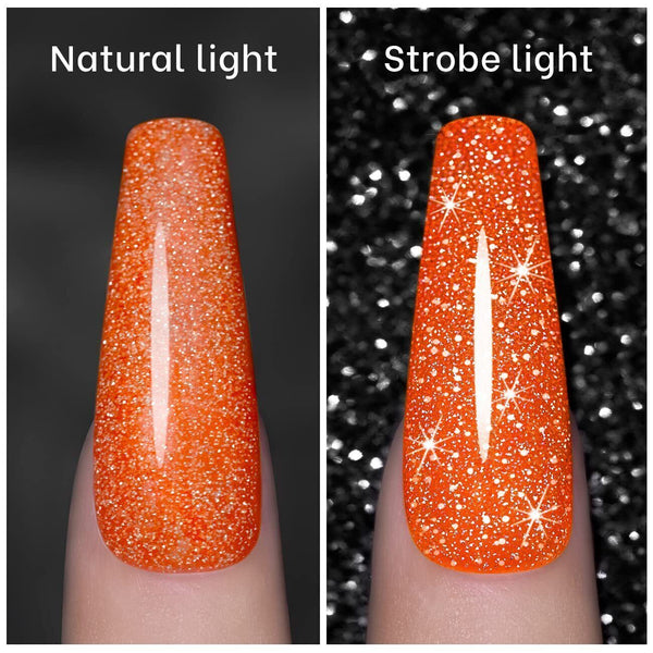 RARJSM Orange Gel Nail Polish 7.5ml  Reflective Soak-Off Neon Shimmer