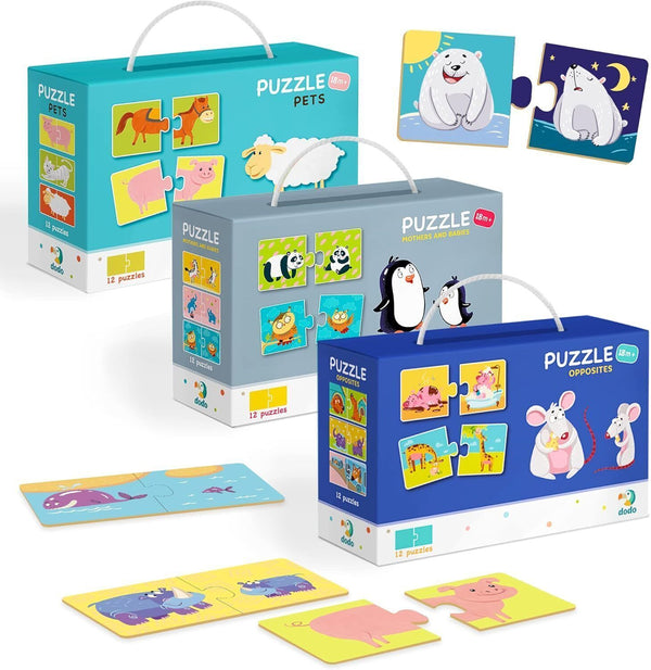Duo 3-Pack Jigsaw Puzzles for Toddlers - 24 Pieces, Educational Gifts
