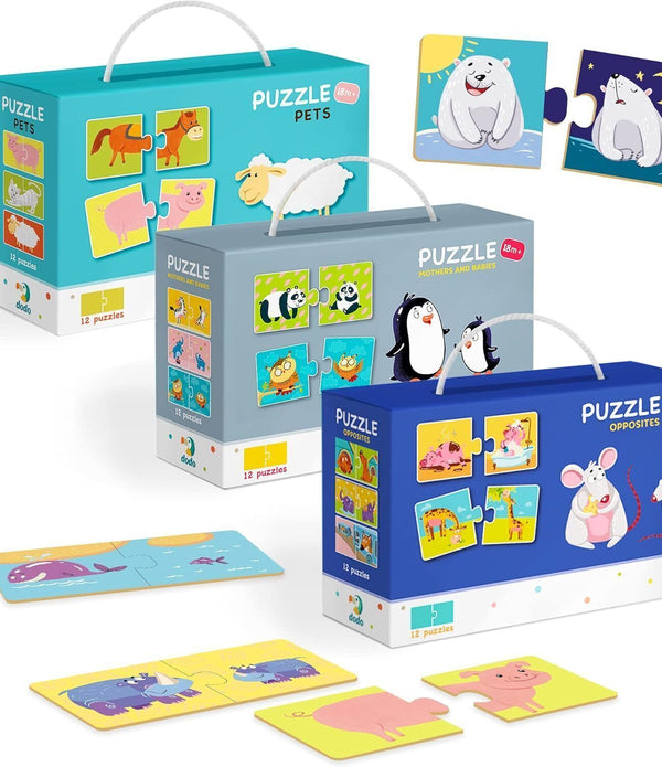 Duo 3-Pack Jigsaw Puzzles for Toddlers - 24 Pieces, Educational Gifts