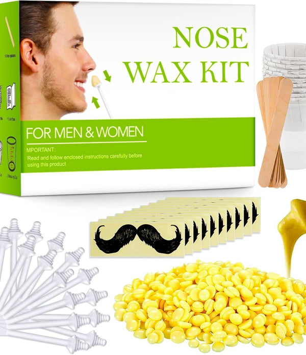 Nose Wax Kit for Men & Women  100g Wax, 20 Safe Tips, 10 Applicators & Stencils