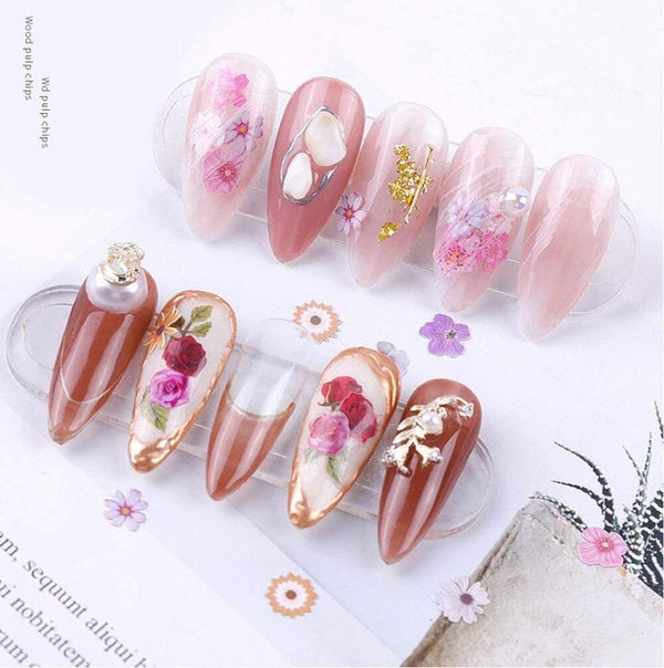 300 pcs Small Floral Flower Pattern Nail Decals 6 Boxes 3D Nail Art Supplies 