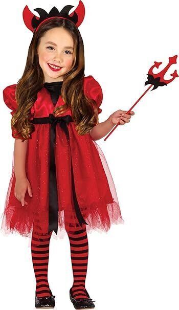 Forever Young Girls Red Devil Halloween Costume, 7-8 Years