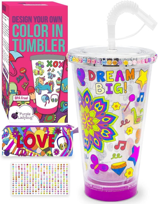 Decorate Your Own Tumbler Craft Kit for Kids with Stickers Great Gift for Girls