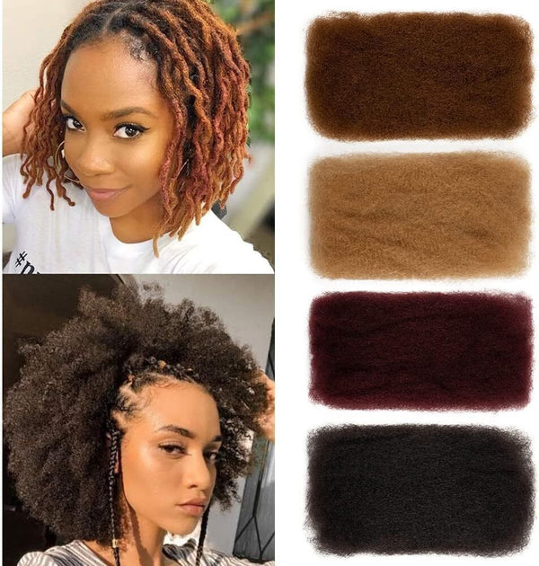 FASHION IDOL Afro Kinky Bulk Hair for Dreadlock Extensions, 10 Inches, Medium Br