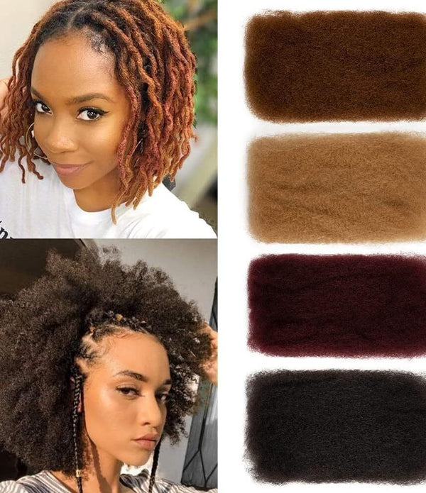 FASHION IDOL Afro Kinky Bulk Hair for Dreadlock Extensions, 10 Inches, Medium Br