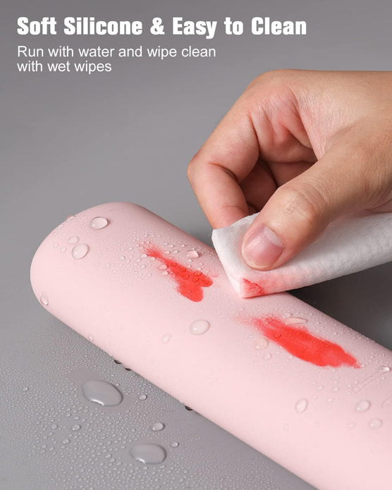 Large Travel Makeup Brush Holder - Pink Magnetic Silicone