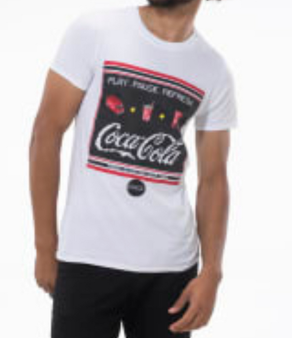 Coca Cola Start T-shirt -White with Coca Cola Logo - Unisex - Small