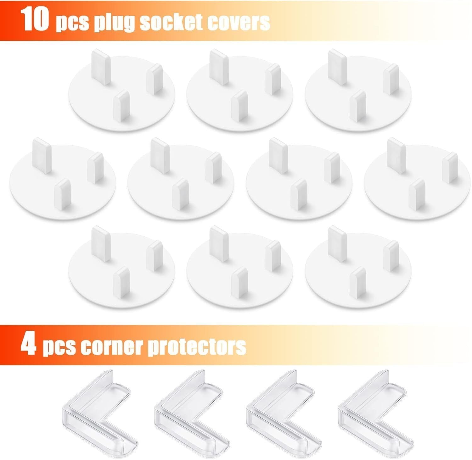 10 Plug Socket Covers UK + Corner Protectors  Child Safety Plugs
